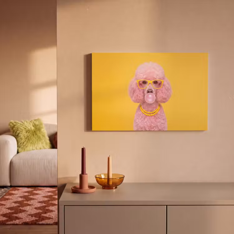 Hond - Kauwgum - Dieren - Modern - Roze canvas 2cm klein -sfeer1