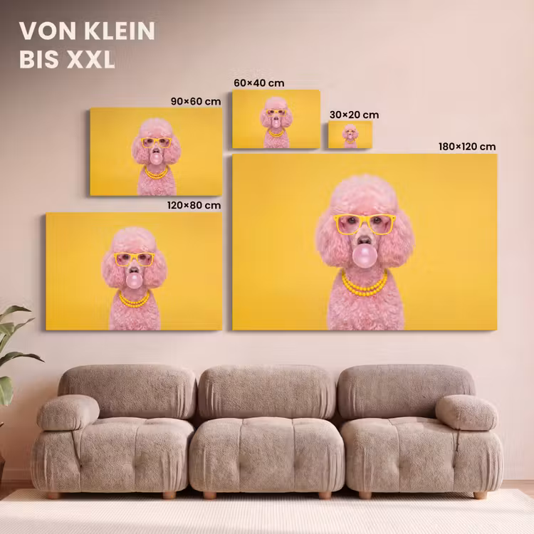 Hond - Kauwgum - Dieren - Modern - Roze canvas 2cm klein -Xsfeer8_DE
