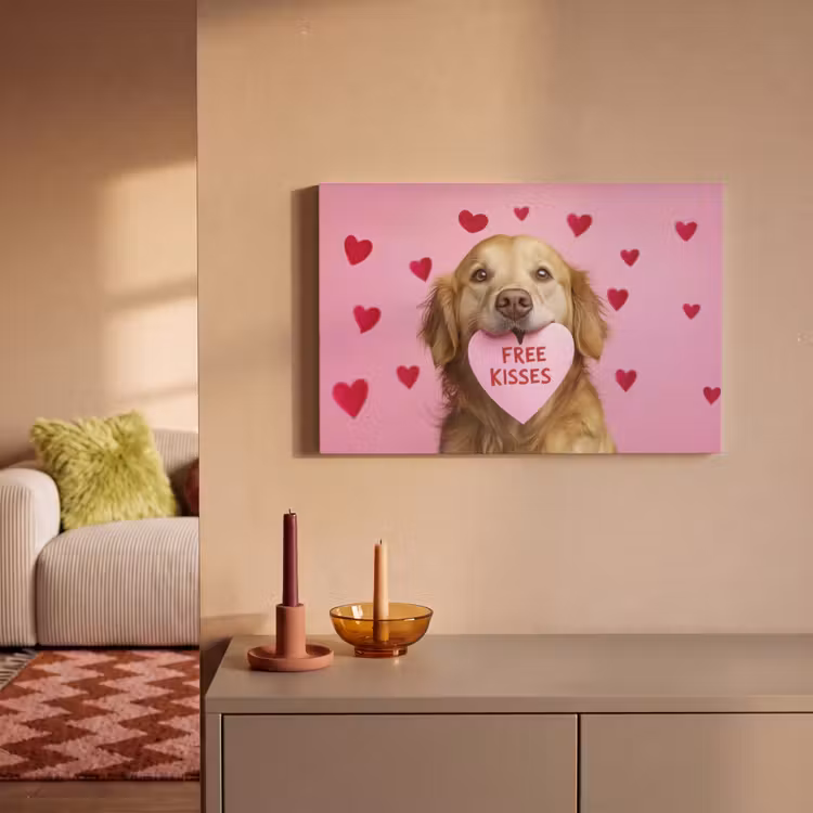 Hond - Kiss- Valentijn - Hartjes canvas 2cm klein -sfeer1