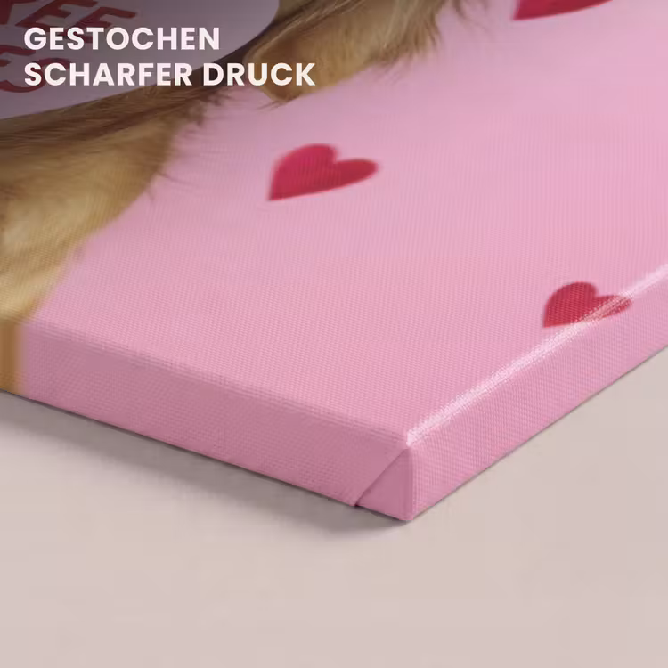 Hond - Kiss- Valentijn - Hartjes canvas 2cm klein -uniquesellingpoint_afwerking-onlywow_DE