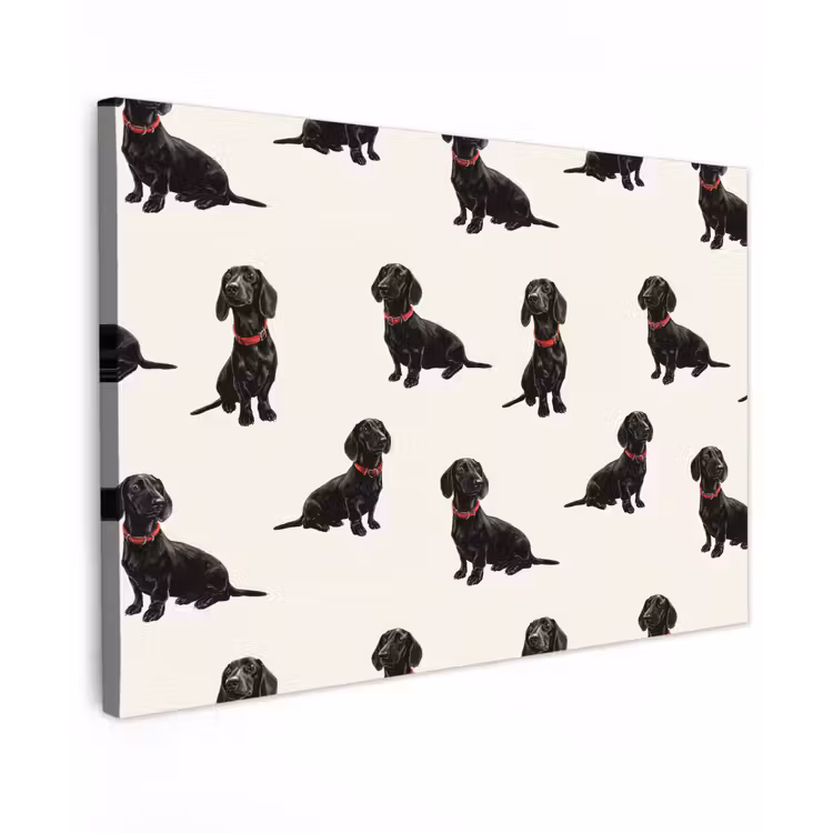 Hond - Patroon - Zwart canvas 2cm klein 34 -z3d