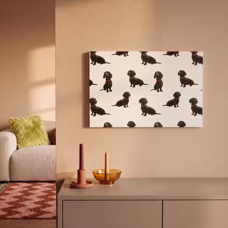 Hond - Patroon - Zwart canvas 2cm klein 34 -sfeer1