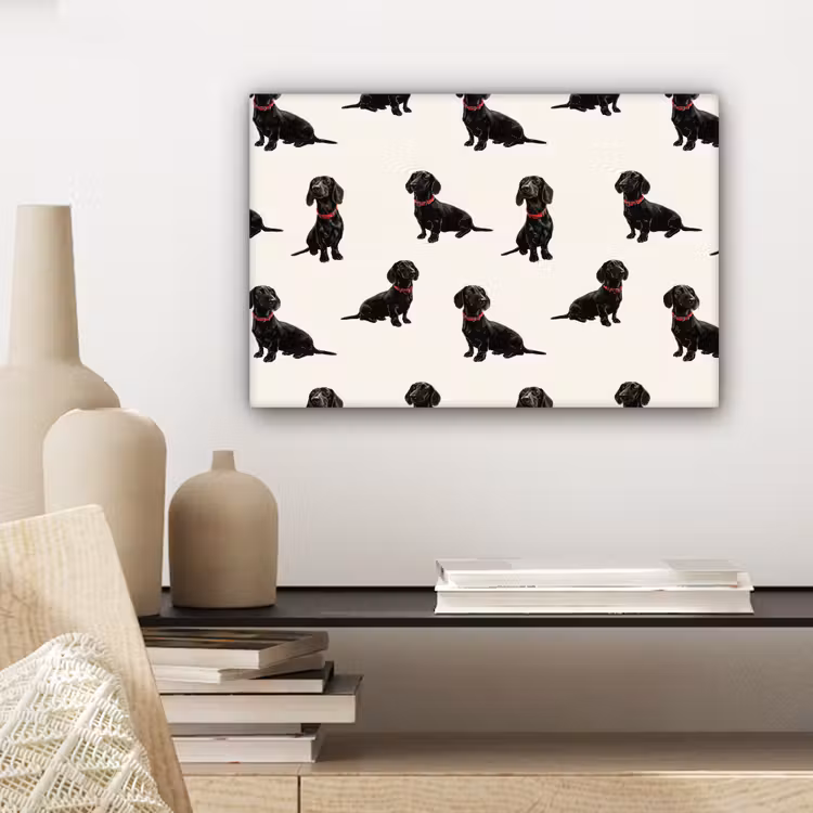 Hond - Patroon - Zwart canvas 2cm klein 34 -sfeer6