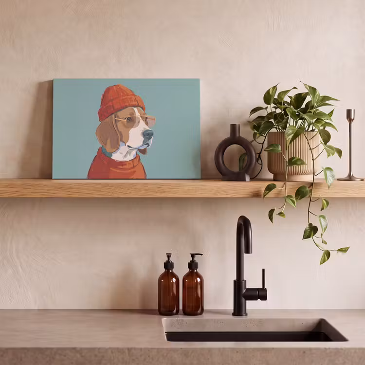 Hond - Beanie - Zonnebril - Dieren - Modern canvas 2cm klein -sfeer3