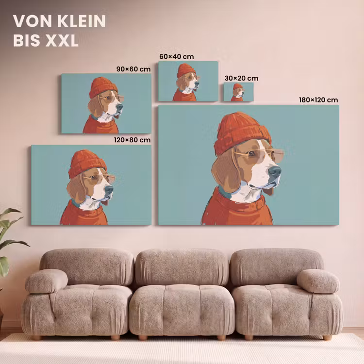 Hond - Beanie - Zonnebril - Dieren - Modern canvas 2cm klein -Xsfeer8_DE