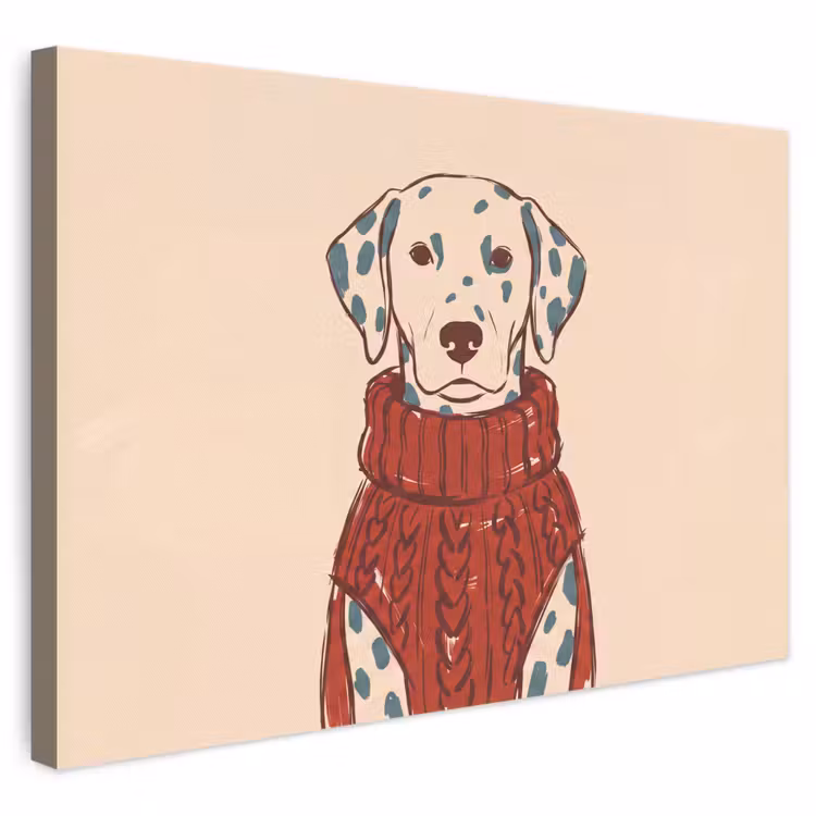 Hond - Trui - Winter - Dieren - Rood canvas 2cm klein -3d