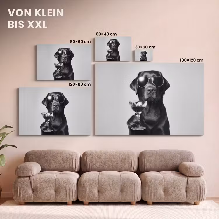 Hond - Zwart - Wijnglas - Zonnebril canvas 2cm klein -Xsfeer8_DE