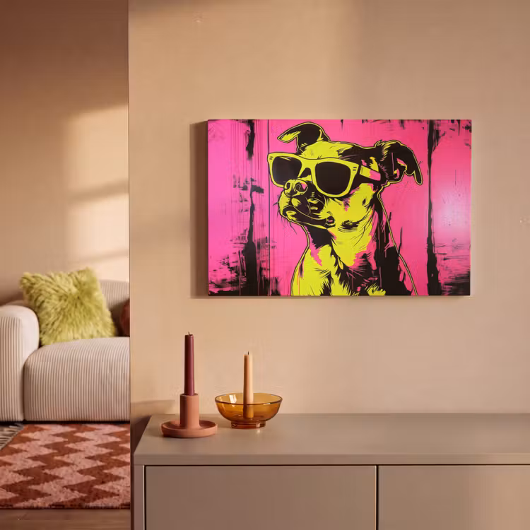 Hond - Zonnebril - Roze - Art canvas 2cm klein -sfeer1