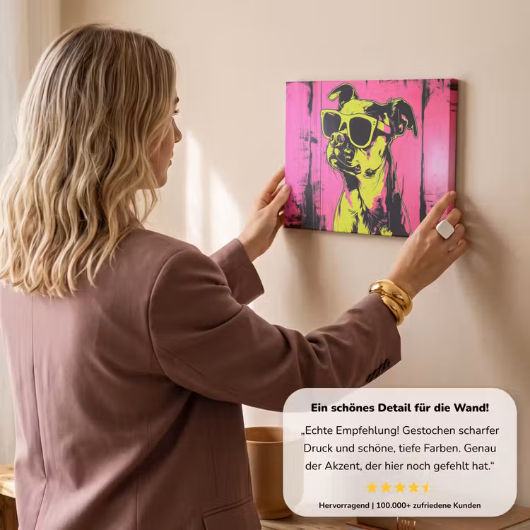 Hond - Zonnebril - Roze - Art canvas 2cm klein -sfeer3