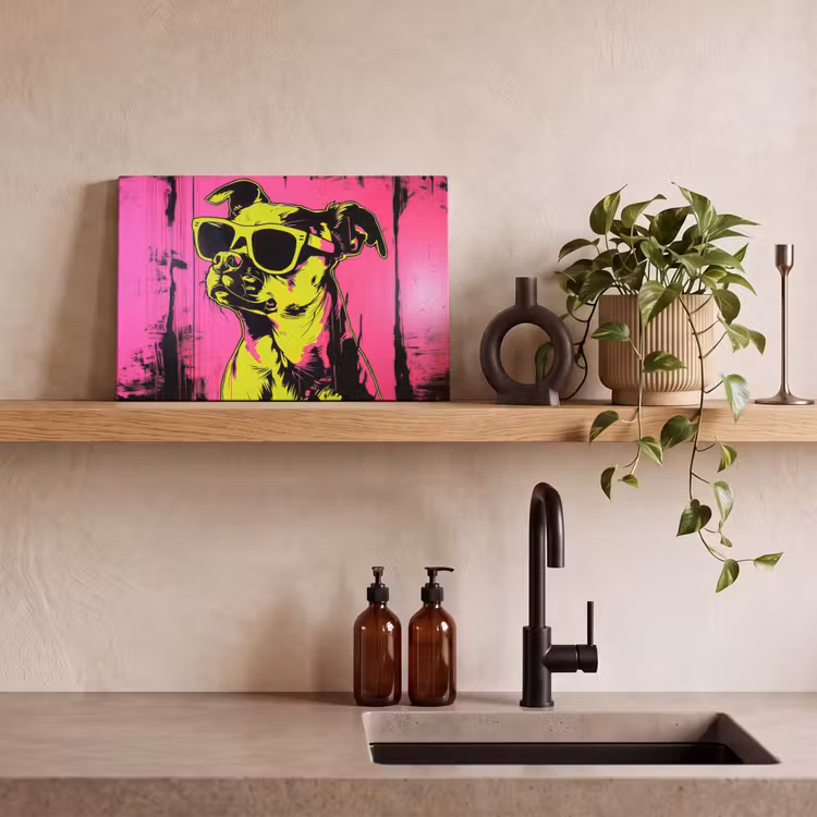 Hond - Zonnebril - Roze - Art canvas 2cm klein -sfeer6