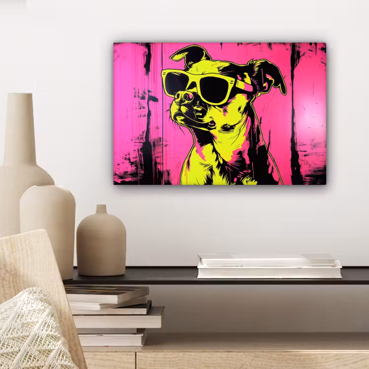Hond - Zonnebril - Roze - Art canvas 2cm klein -closeup_print_DE