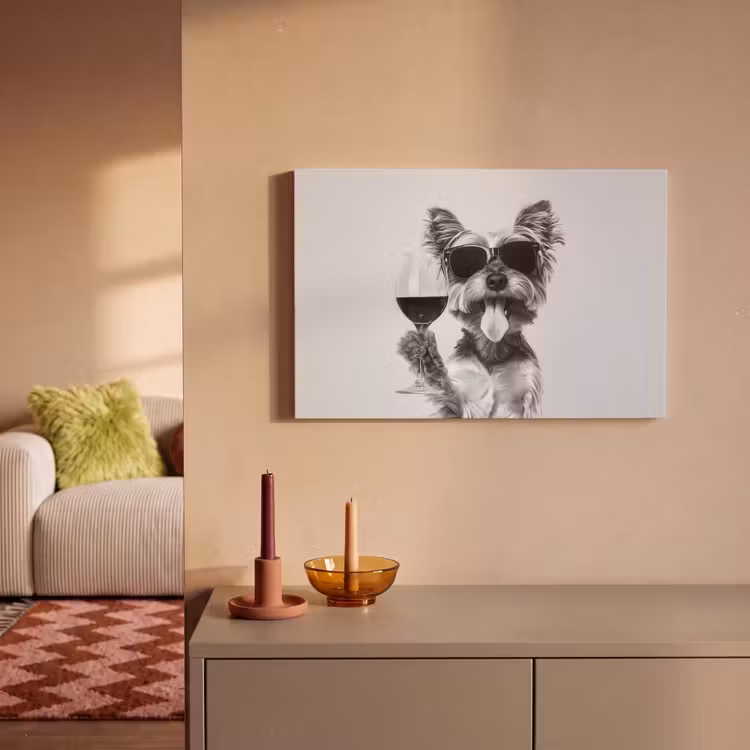 Hondje - Wijnglas - Zonnebril - Enthousiast canvas 2cm klein -sfeer1