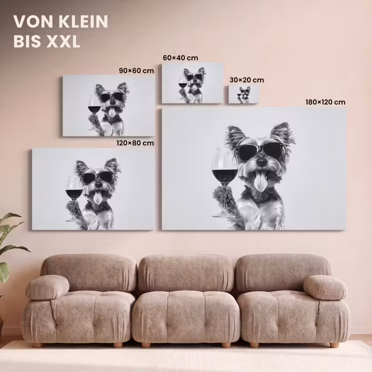 Hondje - Wijnglas - Zonnebril - Enthousiast canvas 2cm klein -Xsfeer8_DE