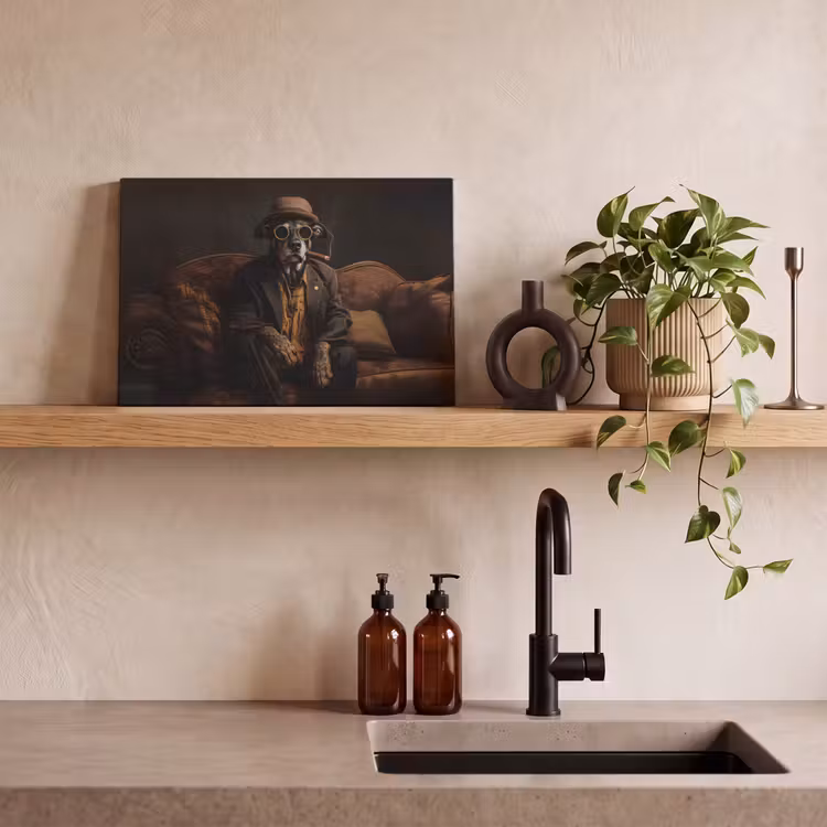Hond - Sigaar - Hoed - Pak canvas 2cm klein -sfeer3