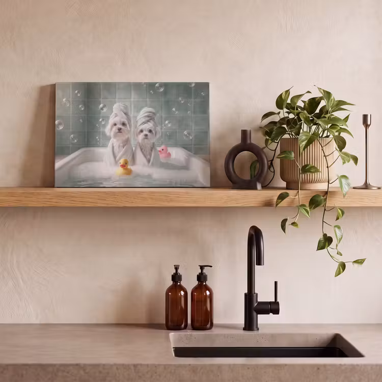 Hondjes - Badkuip - Badeendjes - Handdoeken canvas 2cm klein -sfeer6