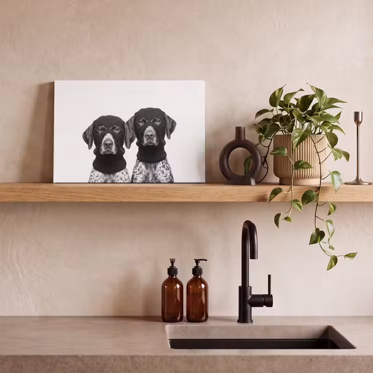 Honden - Bivakmuts - Zwart - wit canvas 2cm klein -sfeer6