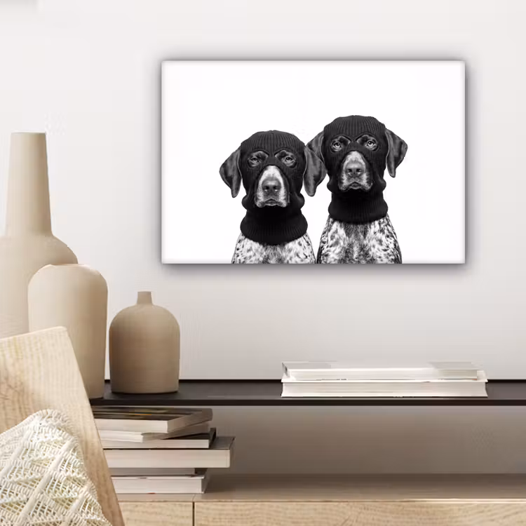 Honden - Bivakmuts - Zwart - wit canvas 2cm klein -closeup_print_DE