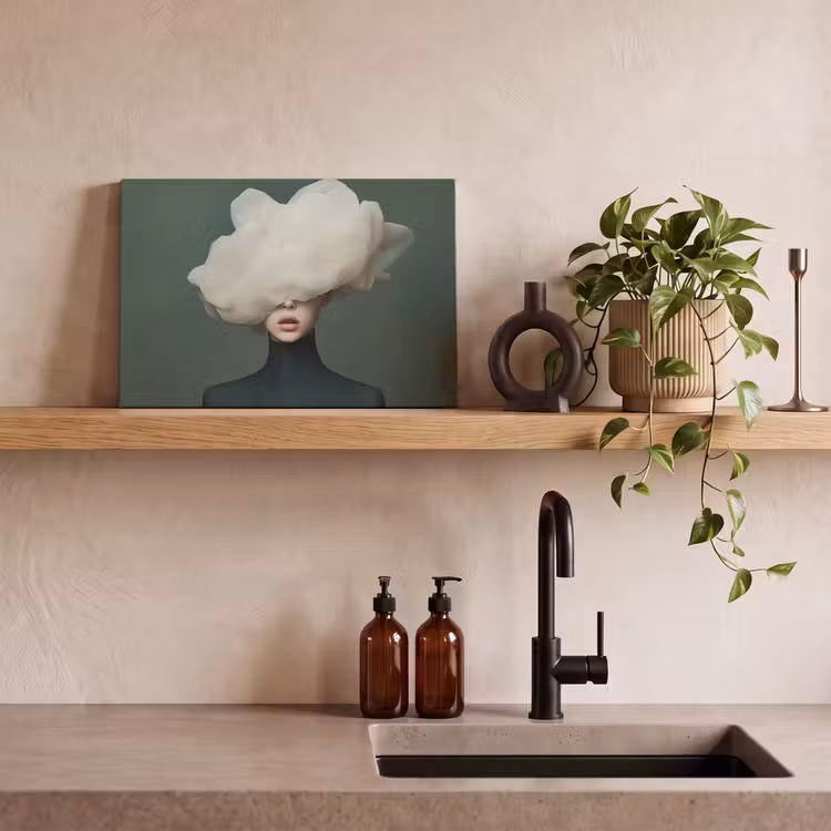 Hoed - Vrouw - Beige canvas 2cm klein -sfeer6