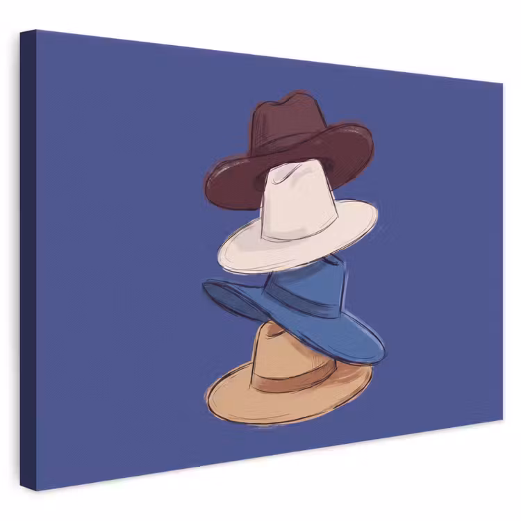 Hoeden - Gestapeld - Mode - Kleurrijk - Illustratie canvas 2cm klein -3d