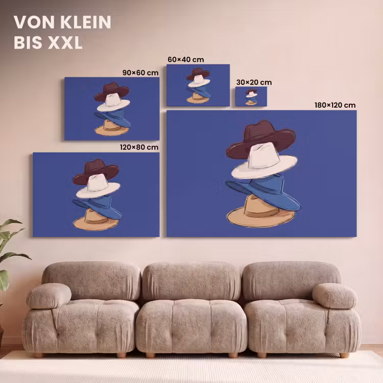 Hoeden - Gestapeld - Mode - Kleurrijk - Illustratie canvas 2cm klein -Xsfeer8_DE