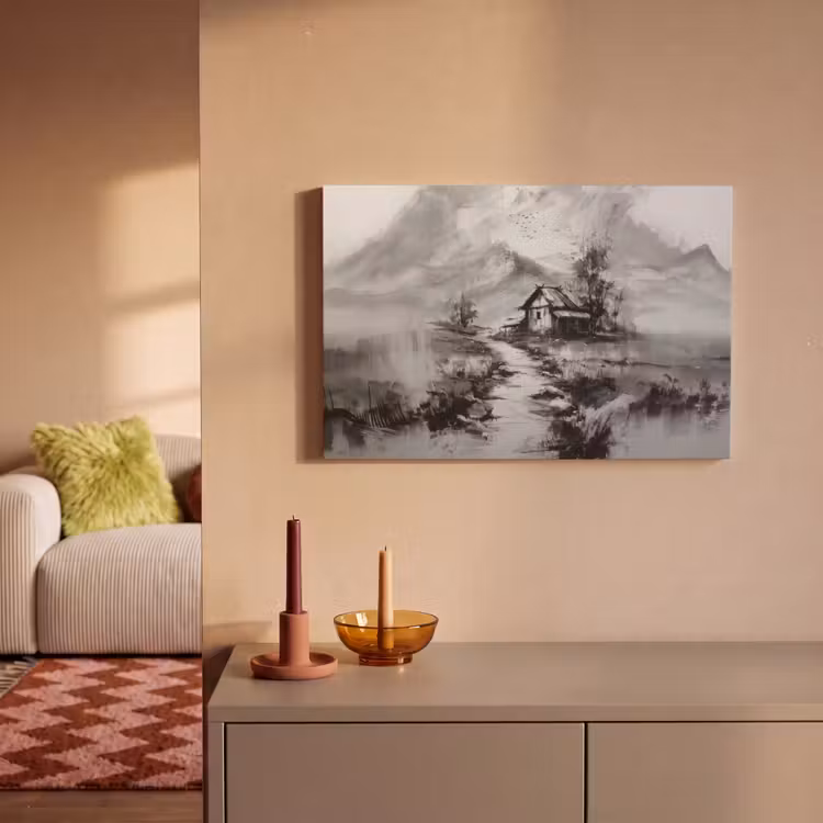 Hut - Grijs - Bergen - Mistig canvas 2cm klein -sfeer1