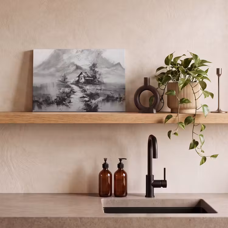 Hut - Grijs - Bergen - Mistig canvas 2cm klein -sfeer6