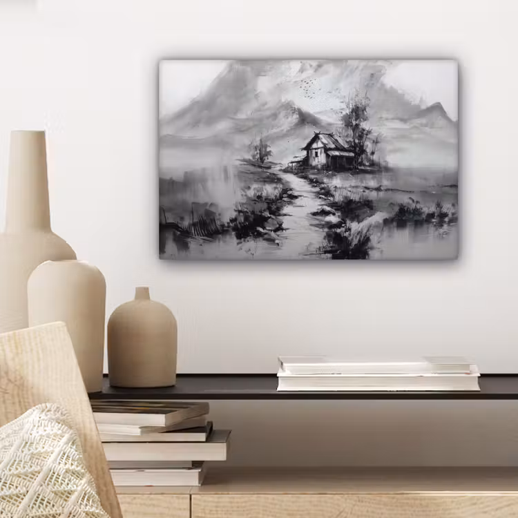 Hut - Grijs - Bergen - Mistig canvas 2cm klein -closeup_print_DE