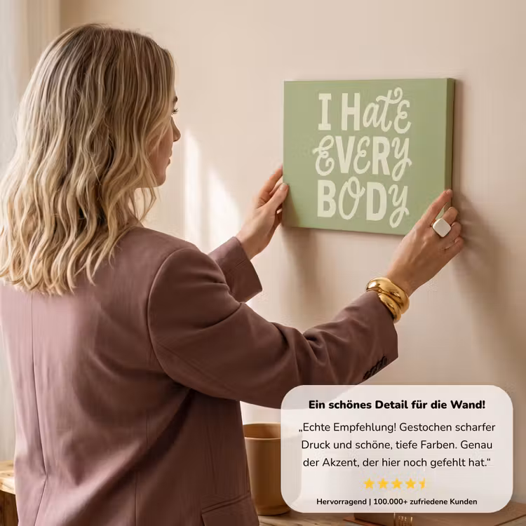 I hate everybody - Groen - Retro canvas 2cm klein -sfeer3