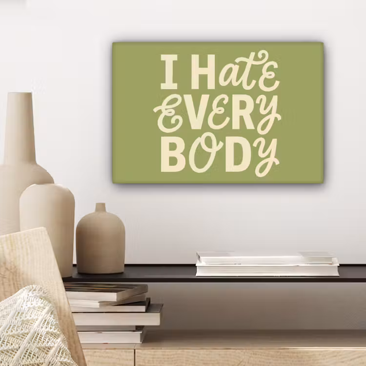 I hate everybody - Groen - Retro canvas 2cm klein -closeup_print_DE