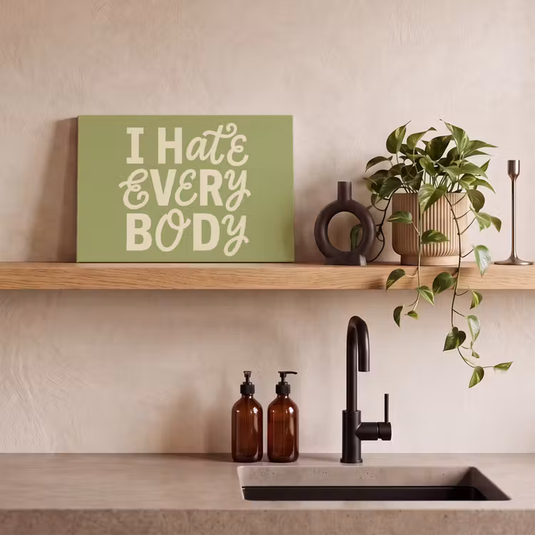 I hate everybody - Groen - Retro canvas 2cm klein -uniquesellingpoint_afwerking-onlywow_DE