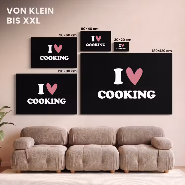 I love cooking - Koken - Hartje - Kookliefhebber - Kok - Spreuken canvas 2cm klein -Xsfeer8_DE