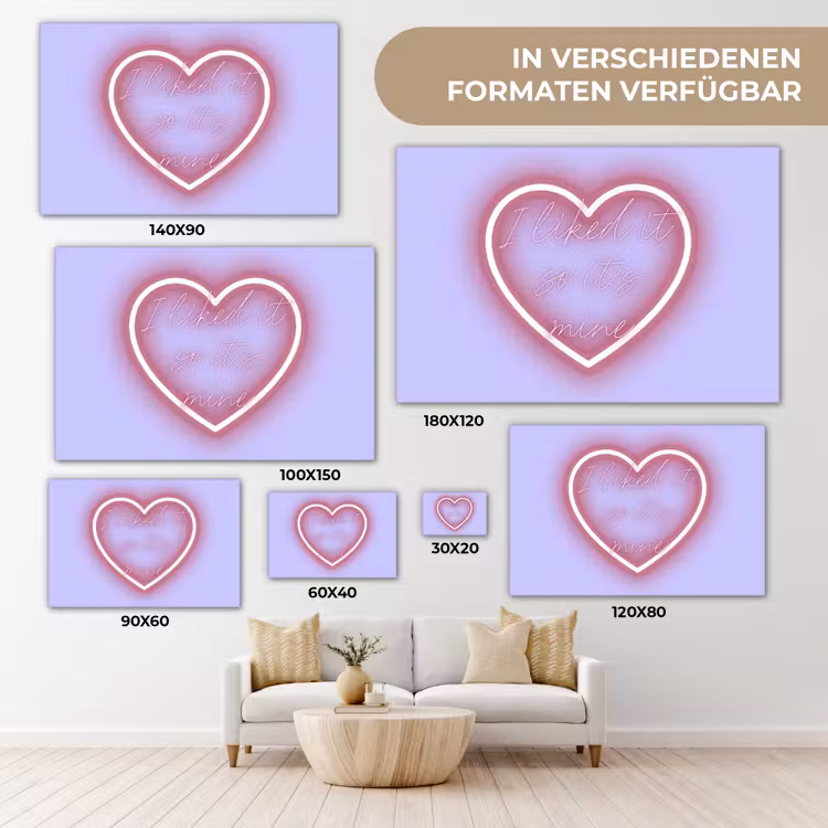I liked it so it's mine - Neon hart - Paars canvas 2cm klein -Xsfeer8_DE