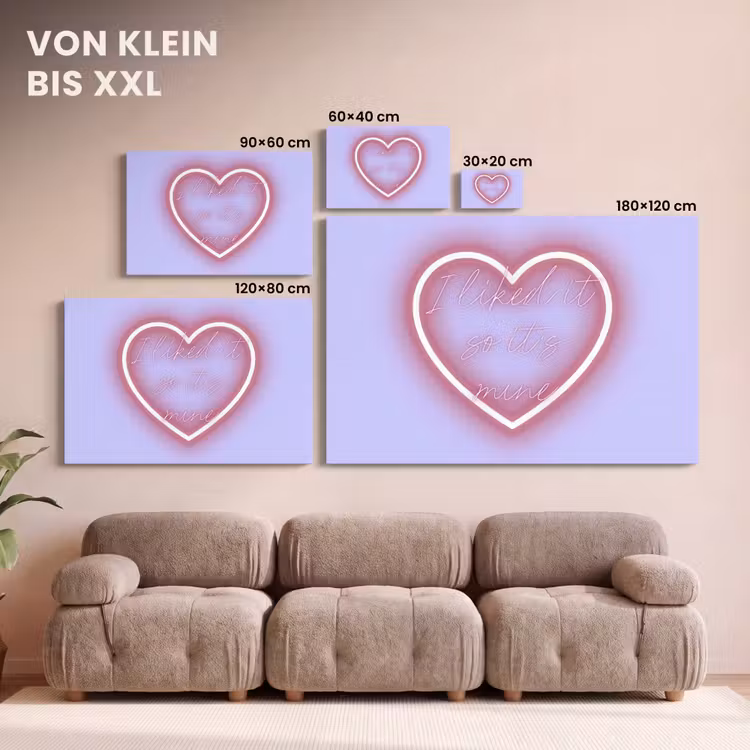 I liked it so it's mine - Neon hart - Paars canvas 2cm klein -Xsfeer8_DE