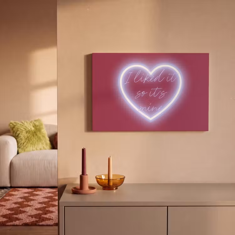 I liked it so it's mine - Neon hart - Roze canvas 2cm klein -sfeer1