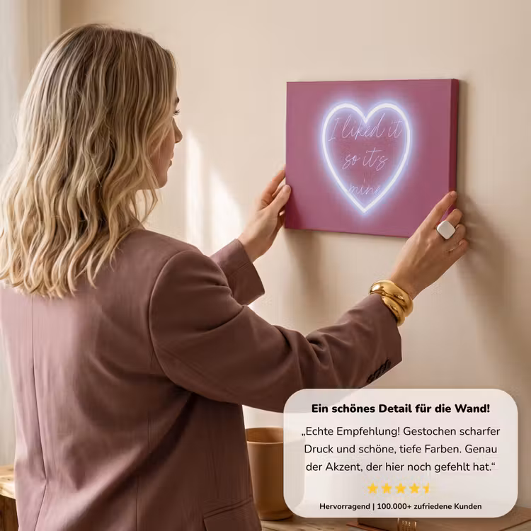 I liked it so it's mine - Neon hart - Roze canvas 2cm klein -Xsfeer7_DE