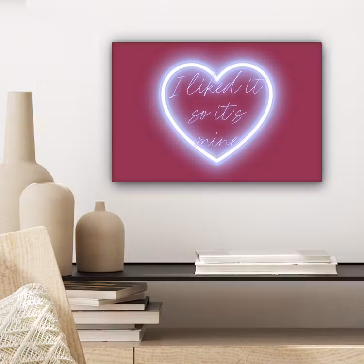 I liked it so it's mine - Neon hart - Roze canvas 2cm klein -sfeer6