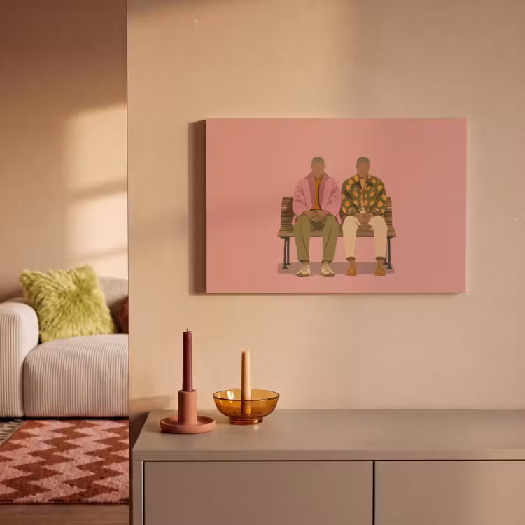 Illustratie - Bankje - Personen - Minimalistisch canvas 2cm klein -sfeer1
