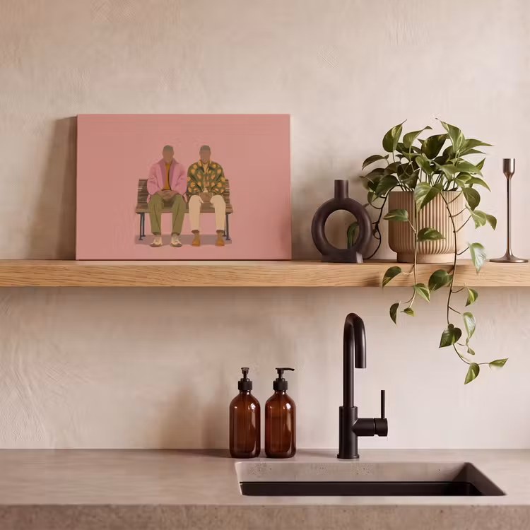 Illustratie - Bankje - Personen - Minimalistisch canvas 2cm klein -closeup_print_DE