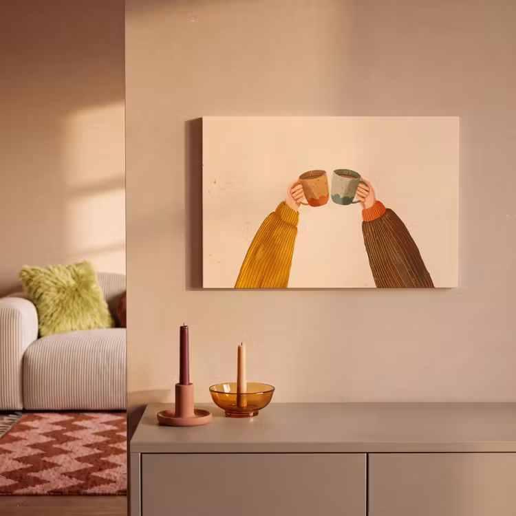 Illustratie - Mokken - Proosten - Bruin canvas 2cm klein -sfeer1