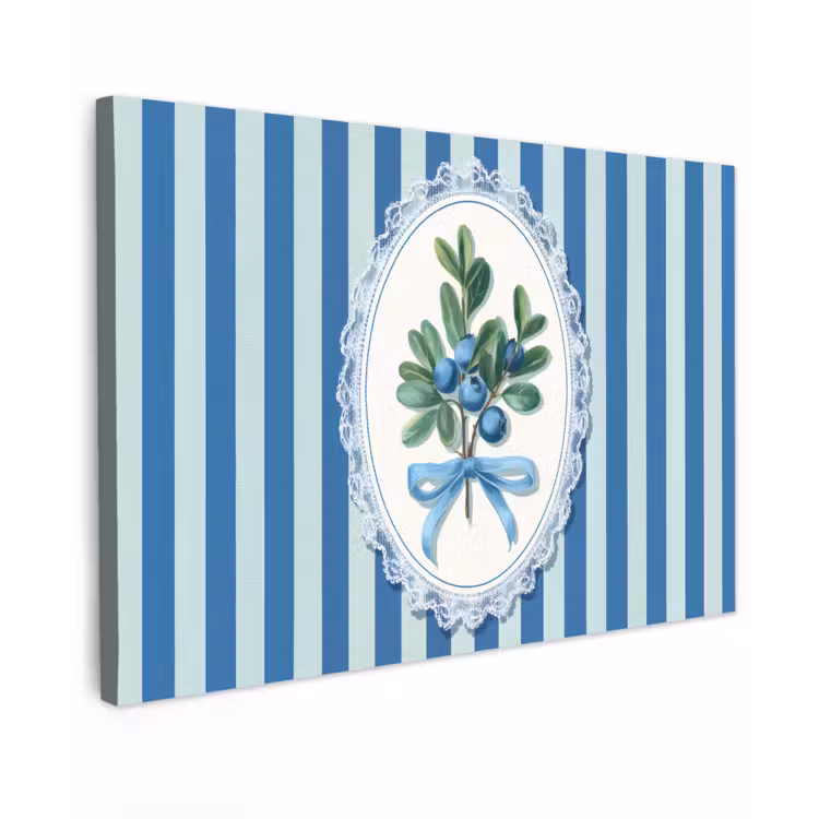 Illustratie - Bessen - Blauw - Strepen canvas 2cm klein -z3d