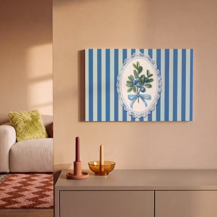 Illustratie - Bessen - Blauw - Strepen canvas 2cm klein -sfeer1