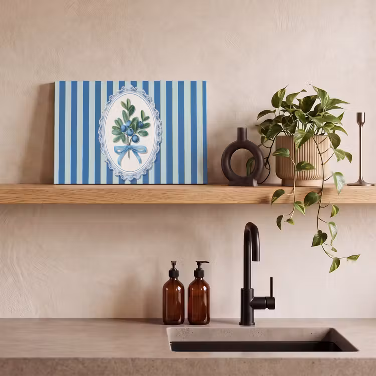 Illustratie - Bessen - Blauw - Strepen canvas 2cm klein -sfeer6