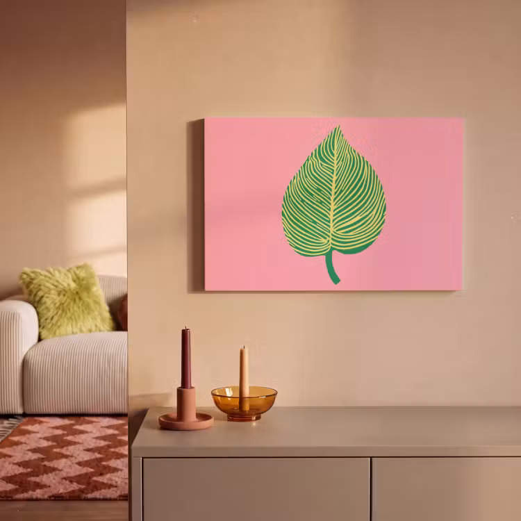 Illustratie - Blad - Minimalistisch - Groen canvas 2cm klein -sfeer1