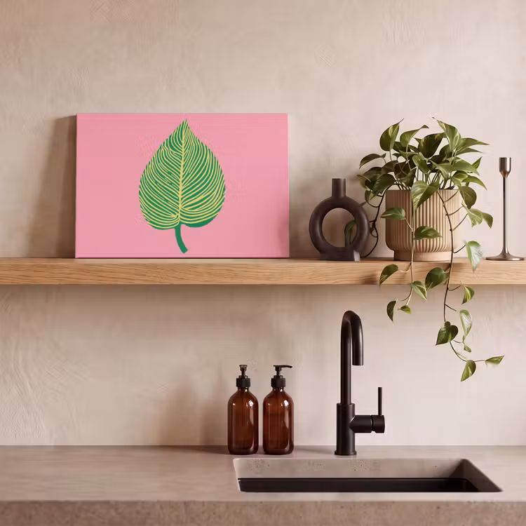 Illustratie - Blad - Minimalistisch - Groen canvas 2cm klein -sfeer6