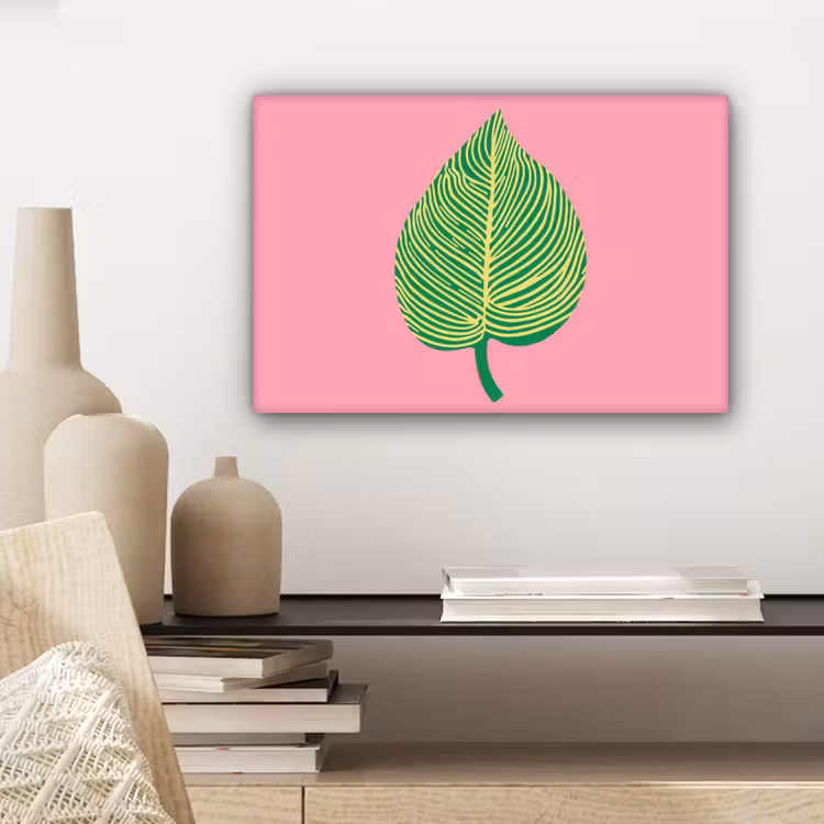 Illustratie - Blad - Minimalistisch - Groen canvas 2cm klein -closeup_print_DE