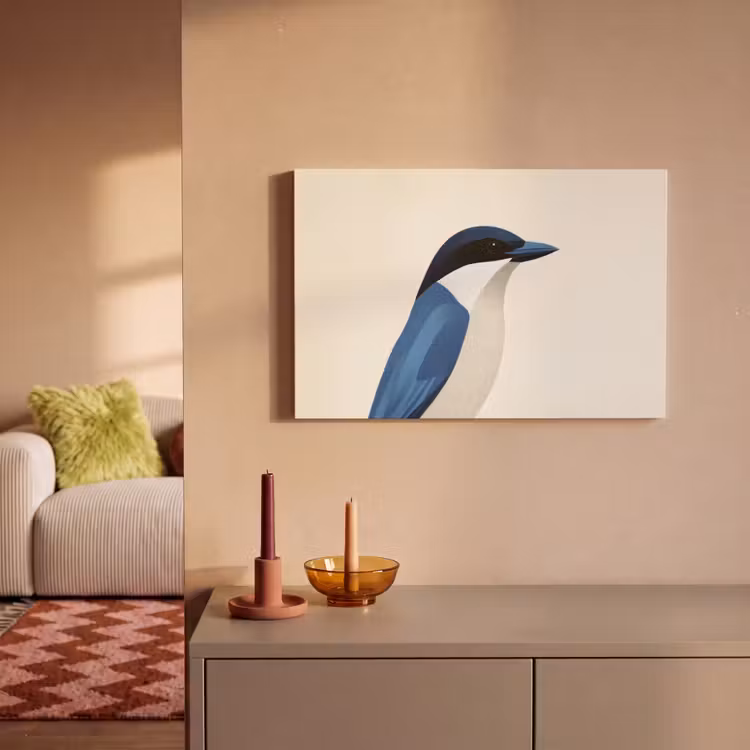 Illustratie - Blauw - Vogel canvas 2cm klein -sfeer1