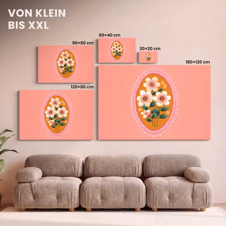 Illustratie - Bloemen - Rand - Roze canvas 2cm klein -Xsfeer8_DE