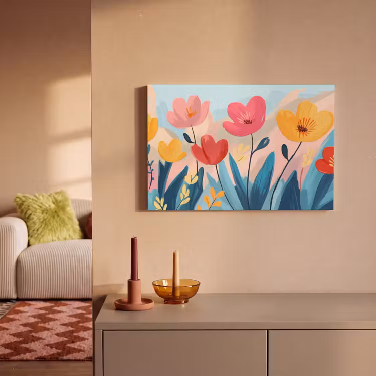 Illustratie - Bloemen - Kleurrijk canvas 2cm klein -sfeer1