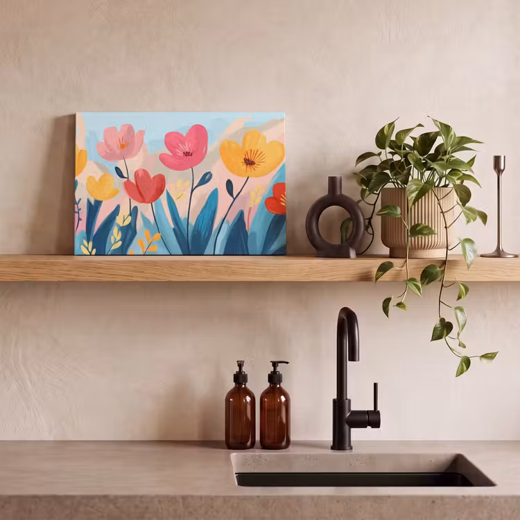 Illustratie - Bloemen - Kleurrijk canvas 2cm klein -sfeer6