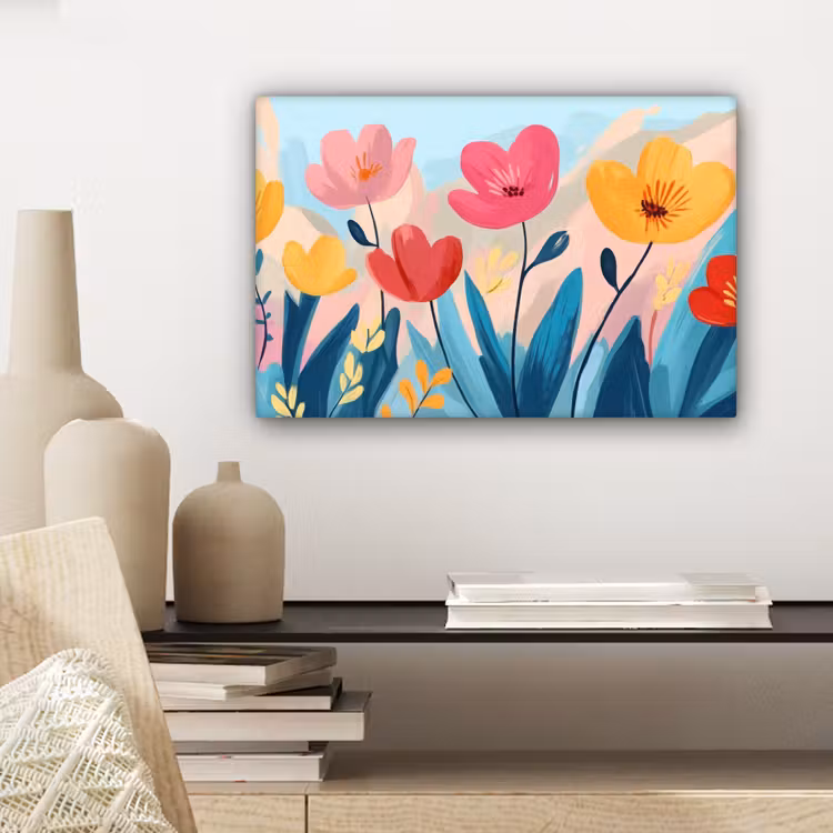 Illustratie - Bloemen - Kleurrijk canvas 2cm klein -closeup_print_DE